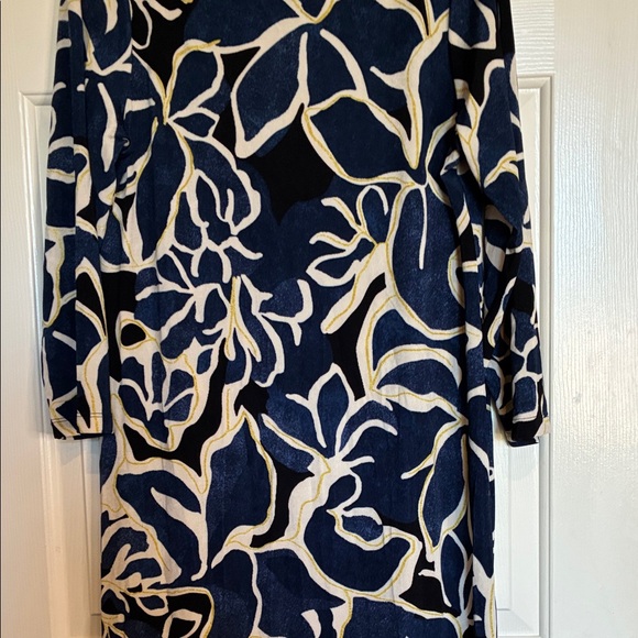 Chico's Navy and Cream Long Sleeve Dress - Picture 3 of 7